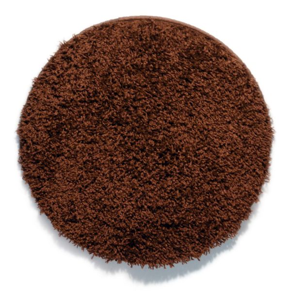 DomTextilu Chlpatý okrúhly koberec s dlhým vlasom hnedej farby 44997-209671