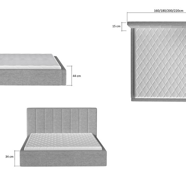 Čalúnená manželská posteľ s roštom Ante 160 - tmavosivá