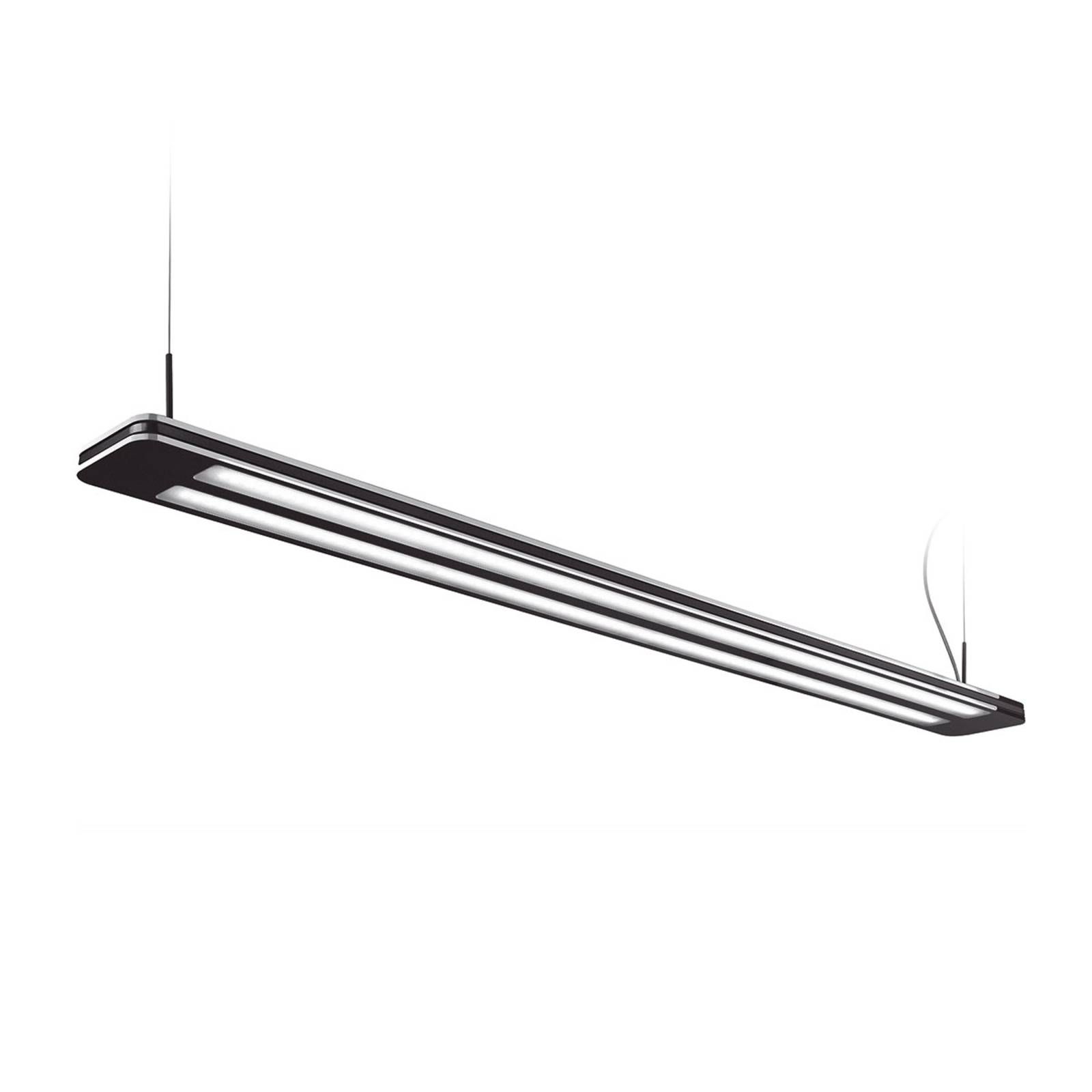 LTS Závesné LED svietidlo Trentino II, 83 W, čierne, Pracovňa / Kancelária, akryl, hliník, 83W, P: 130 cm, L: 16 cm, K: 2.7cm