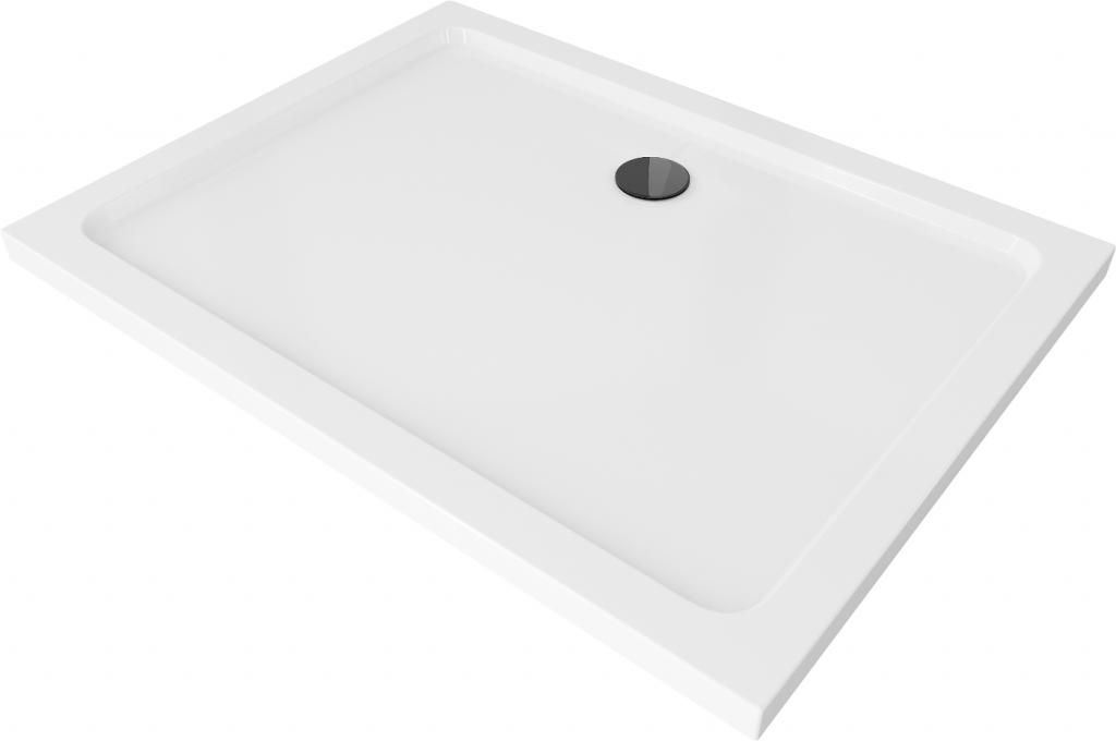 MEXEN/S - Flat sprchová vanička obdĺžniková slim 120 x 100 cm, biela + čierny sifón 40101012B