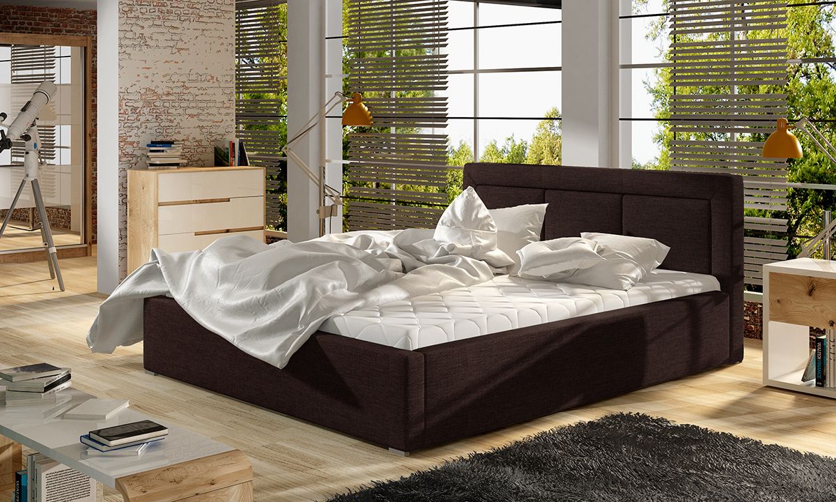 Čalúnená manželská posteľ s roštom Branco UP 180 - tmavohnedá (Sawana 26)