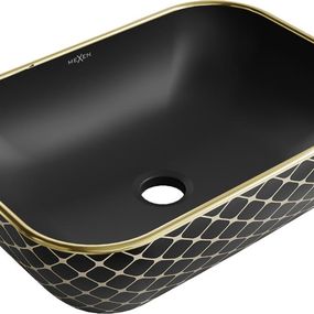 MEXEN - Rita umývadlo na dosku 45 x 32 cm, čierna mat/zlatá vzor 21084579