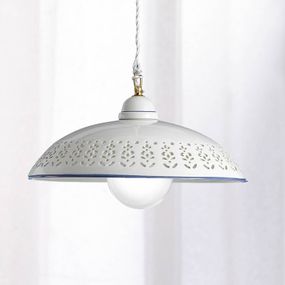 Ceramiche Biela závesná lampa SFILATA z keramiky, Obývacia izba / jedáleň, keramika, kov, E27, 100W