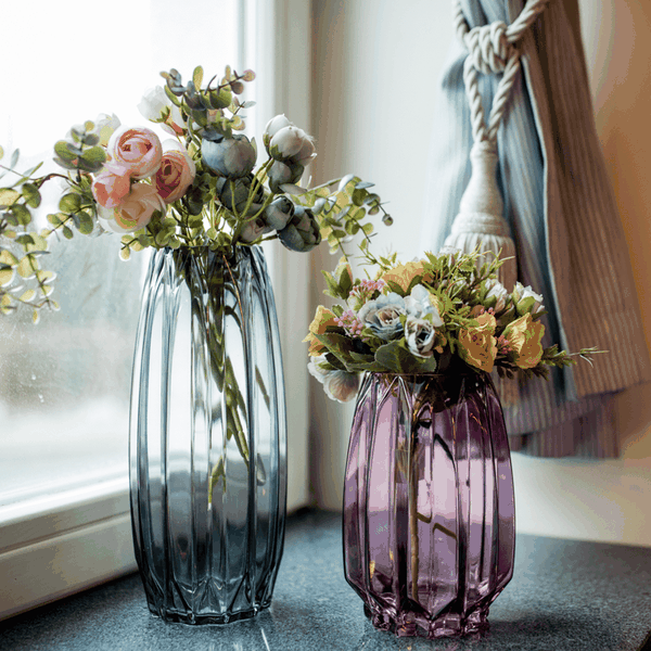 Vázy, set 2 ks, sivá/ružová, ELYSES TYP 1