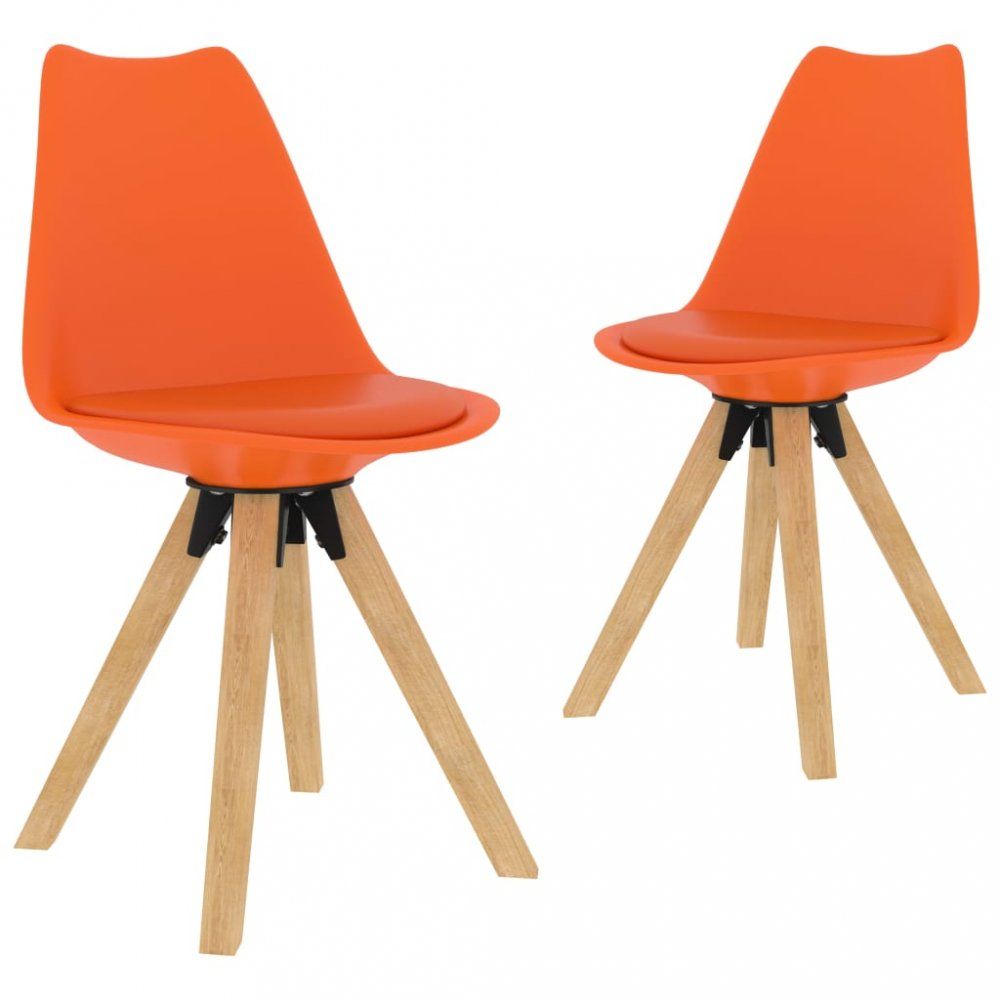 Jedálenská stolička 2 ks plast / umelá koža / buk Dekorhome Oranžová
