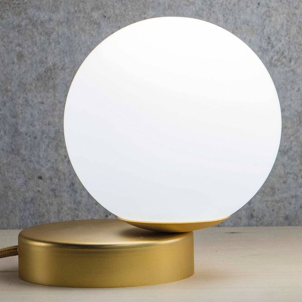 Marchetti Stolná lampa Lumi okrúhla zlatá satinovaná, Obývacia izba / jedáleň, kov, sklo, E14, 40W, L: 16 cm, K: 16cm