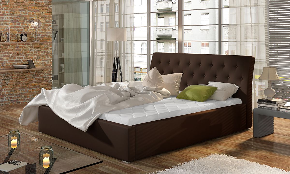 Čalúnená manželská posteľ s roštom Monzo 180 - tmavohnedá (Soft 66)