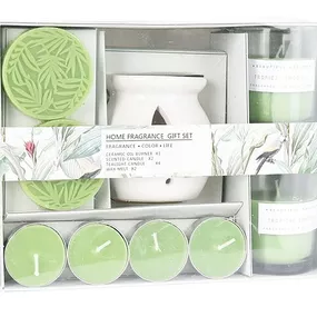 HOMESTYLING Aromalampa a vonné svíčky dárková sada 9 ks TROPICAL KO-CC5061530zele