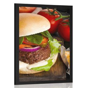 Plagát americký hamburger - 30x45 black