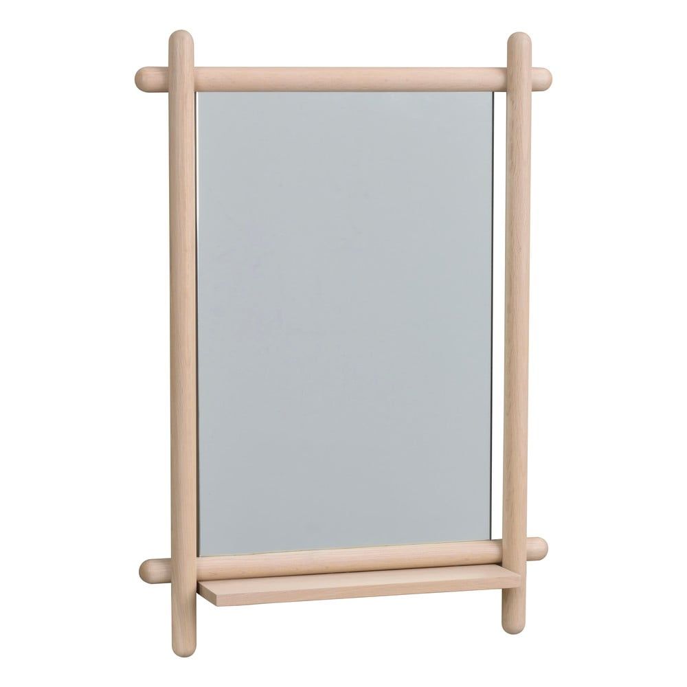 Nástenné zrkadlo s poličkou s dreveným rámom 52x74 cm Milford - Rowico