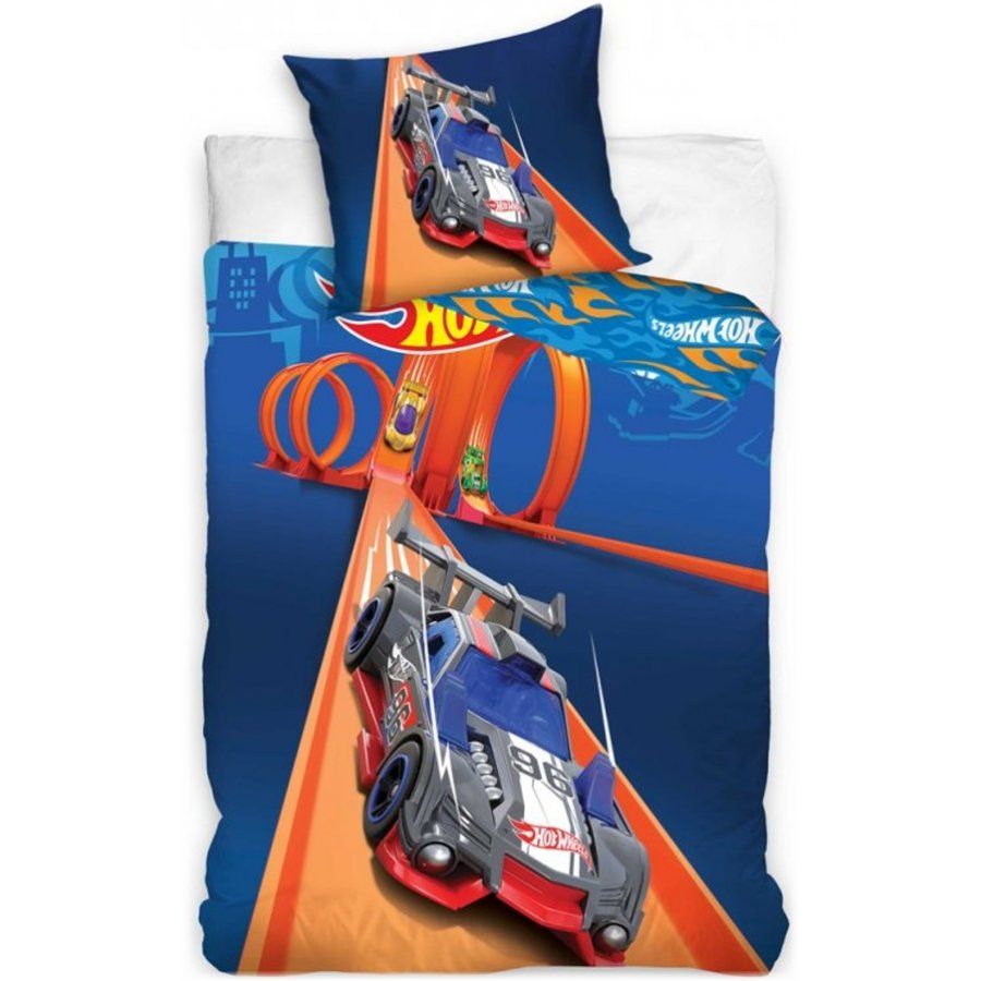 Carbotex · Bavlnené posteľné obliečky Hot Wheels - motív Pretekárska dráha - 100% bavlna Renforcé - 70 x 90 cm + 140 x 200 cm