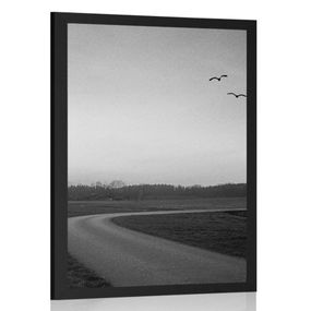 Plagát očarujúci západ slnka v čiernobielom prevedení - 60x90 black