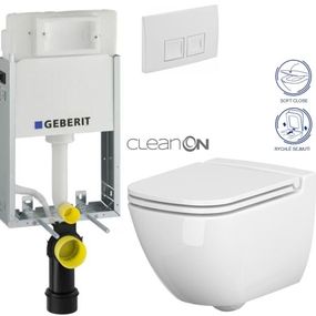 GEBERIT KOMBIFIXBasic vr. bieleho tlačidla DELTA 50 + WC CERSANIT CLEANON CASPIA + SEDADLO 110.100.00.1 50BI CP1