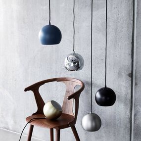 FRANDSEN Ball závesná lampa Ø18cm nikel satinovaný, Obývacia izba / jedáleň, kov, E27, 40W, K: 16cm