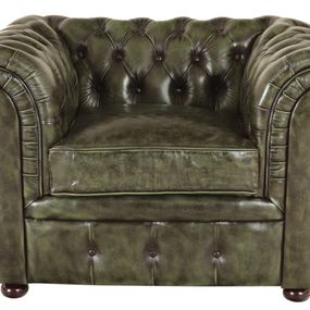 Pohovka jednomiestna Chesterfield Comfort z pravej hovädzej kože Green