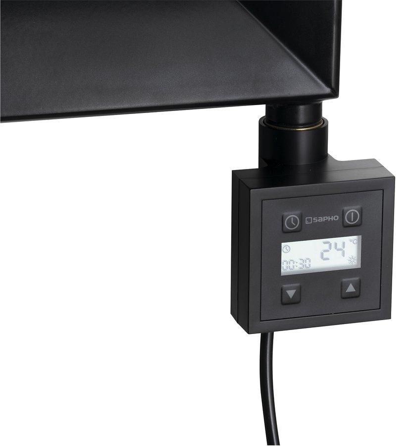 SAPHO - KTX vykurovacia tyč s termostatom, 200 W, čierný mat KTX-B-200