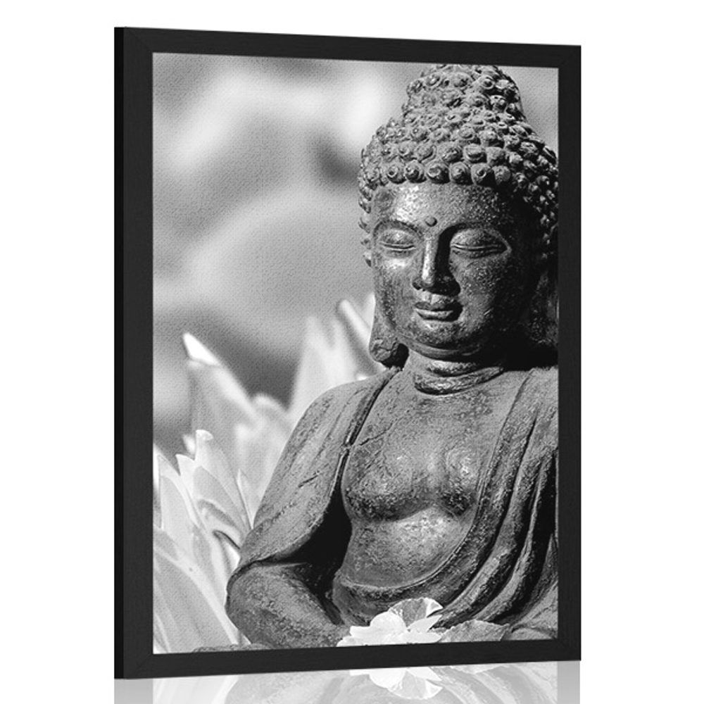 Plagát pokojný Budha v čiernobielom prevedení - 30x45 black