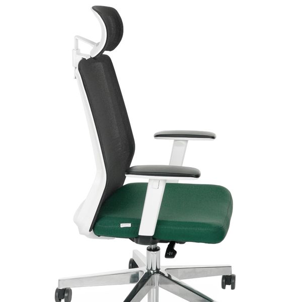 Kancelárska stolička s podrúčkami Cupra WS HD - tmavozelená / čierna / biela / chróm