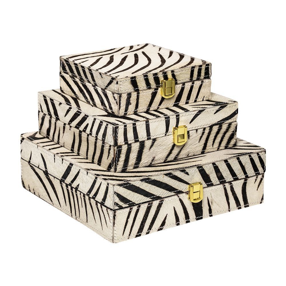 Zebra Bijoux box z hovädzej kože (sada 3ks) - 25,5*25,5*8cm