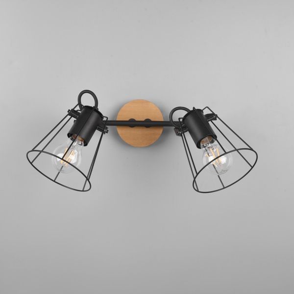 Trio R80612032 nástenné či stropné bodové svietidlo Jaipur 2x60W | E27 - drevo, čierna