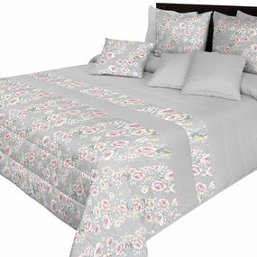 DomTextilu Elegantné sivé prehozy na posteľ s krásnym vzorom ružových kvetov Šírka: 220 cm | Dĺžka: 240 cm 62676-237395