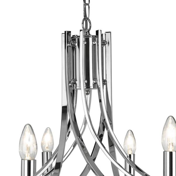 Searchlight Závesná lampa Ascona, 8-plameňová, chróm, Obývacia izba / jedáleň, kov, sklo, E14, 60W, K: 41.5cm