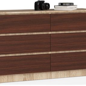 Komoda Kuba 120 cm 6 zásuviek dub sonoma/wenge