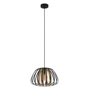 EGLO Závesná lampa Encinitos, čierna/mosadzná Ø 37, 5 cm, Obývacia izba / jedáleň, oceľ, E27, 40W