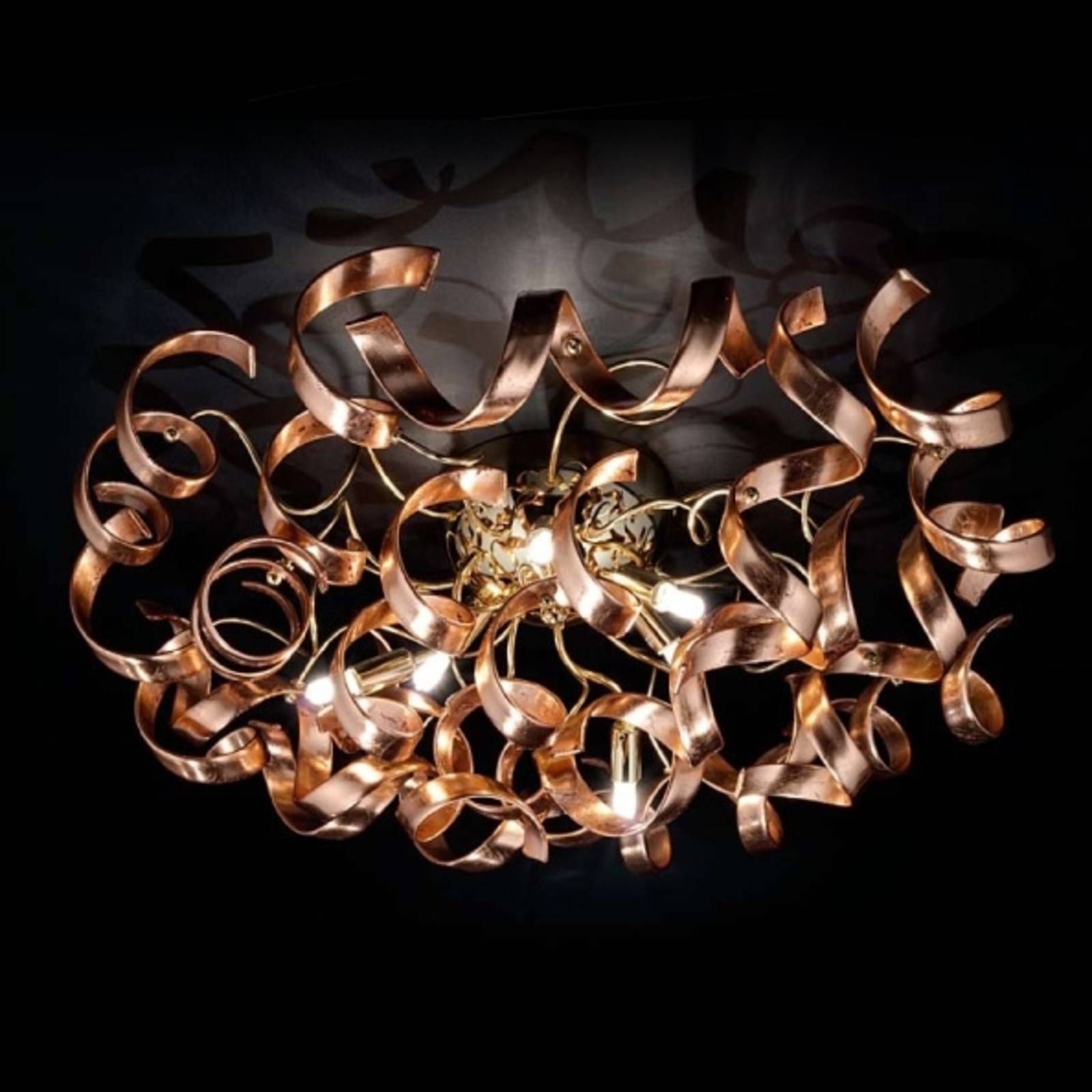 Metallux Pôvabné stropné svietidlo Copper, meď, Obývacia izba / jedáleň, kov, sklo, G9, 40W, K: 30cm