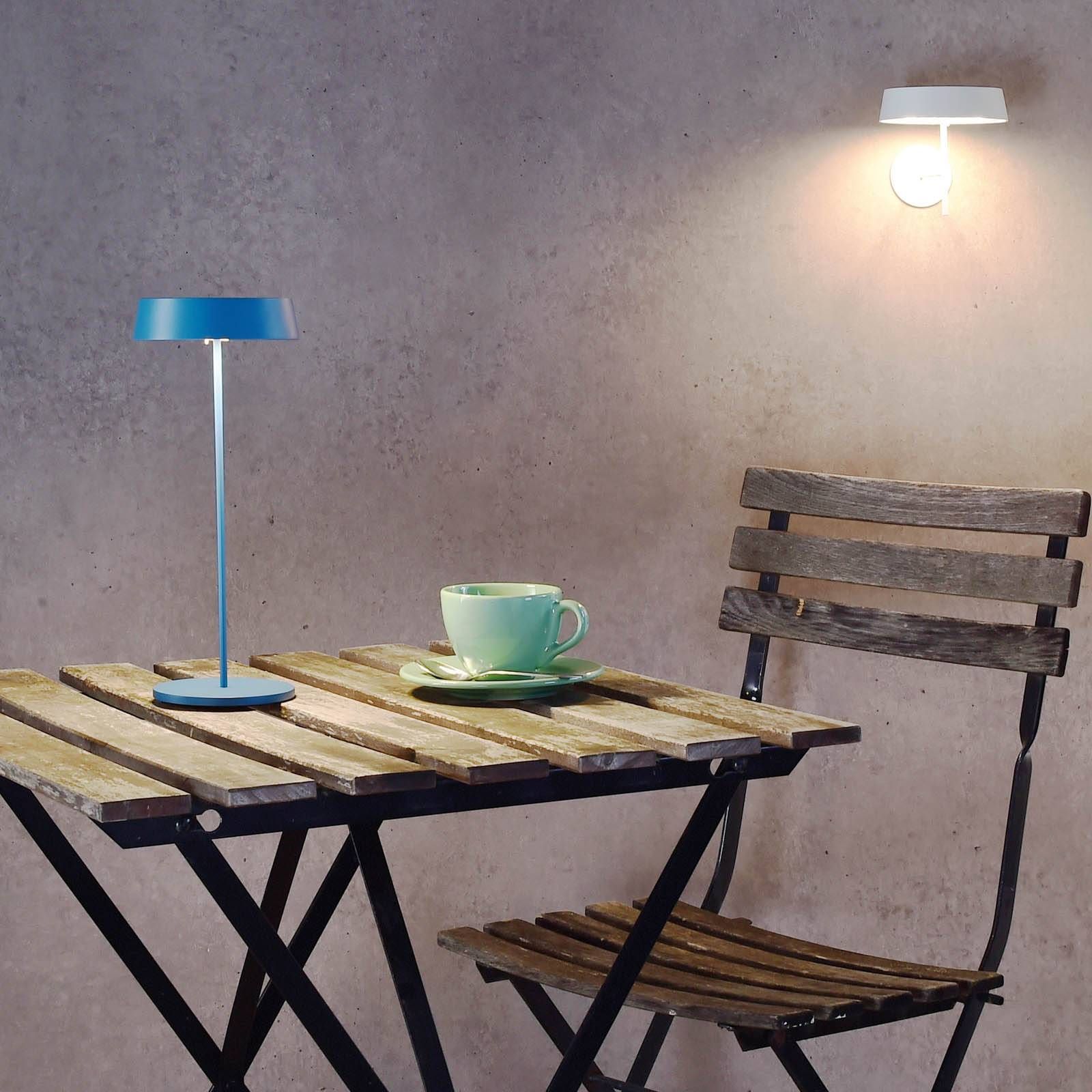 Deko-Light Stolná LED lampa Miram batéria stmievateľná modrá, Obývacia izba / jedáleň, tlakovo liaty hliník, 2.2W, K: 30cm