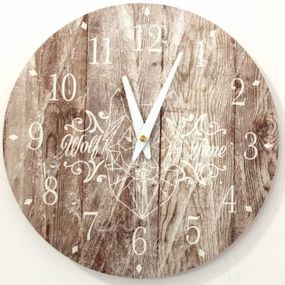 Metal Dekor nástenné hodiny Wolf Time, priemer 30 cm