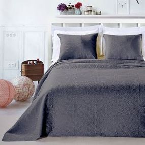 DomTextilu Elegantný prehoz na posteľ v sivej farbe s dokonalým vzorom kvetín + obliečky na vankúš, 220 x 240 cm 65761