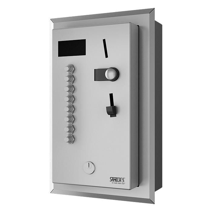 Sanela - Mincový automat pre štyri až osem spŕch – priame ovládanie, zabudovaný, voľba sprchy tlačítkom