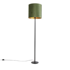 Botanická stojaca lampa čierna so zeleným tienidlom 40 cm - Simplo