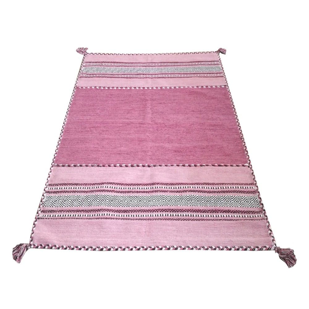 Ružový bavlnený koberec Webtappeti Antique Kilim, 70 x 140 cm