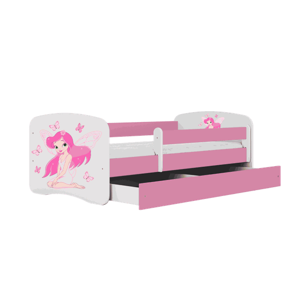 Letoss Detská posteľ BABY DREAMS 180/80- Víla II Ružová S matracom S uložným priestorom
