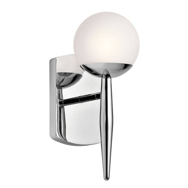 KICHLER Kúpeľňové nástenné LED svetlo Jasper 1-plameňové, Kúpeľňa, kov, opálové sklo, G9, 3.5W, L: 11.6 cm, K: 29.5cm