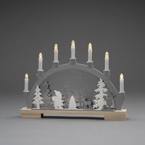 Konstsmide Christmas Svetelný LED oblúk Turista v lese so zvermi, drevo, drevo, 0.06W, L: 45 cm, K: 33cm