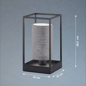 FISCHER & HONSEL Stolová lampa Gilli ľanové tienidlo, sivá, Obývacia izba / jedáleň, kov, ľan, PVC, E14, 25W, P: 16 cm, L: 16 cm, K: 28.5cm