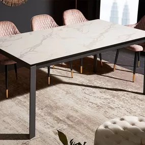 LuxD Rozťahovací jedálenský stôl Narissara X7 180-240 cm biely - vzor mramor