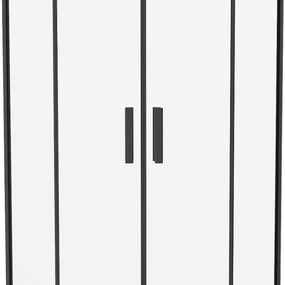 MEXEN/S - Rio štvrťkruhový sprchovací kút 80 x 80 cm, transparent, čierna + vanička Rio, 863-080-080-70-00-4710