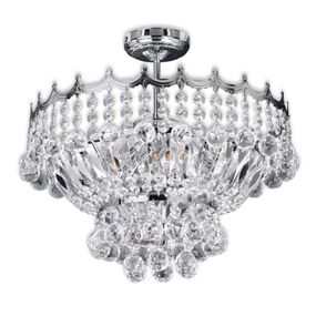Searchlight Krištáľové stropné svietidlo Versailles chróm 40cm, Obývacia izba / jedáleň, kov, krištáľ, E14, 40W, K: 38cm