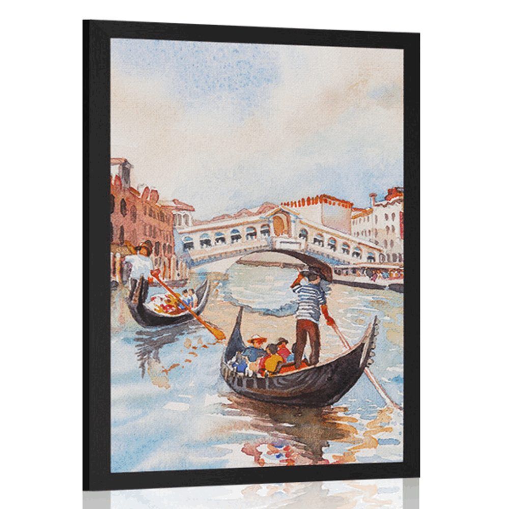 Plagát benátska gondola - 30x45 black