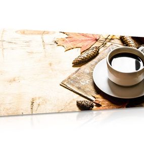 Obraz šálka kávy v jesennom nádychu - 120x60