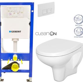 GEBERIT DuofixBasic s bielym tlačidlom DELTA50 + WC CERSANIT ARTECO CLEANON + SEDADLO 458.103.00.1 50BI AT1