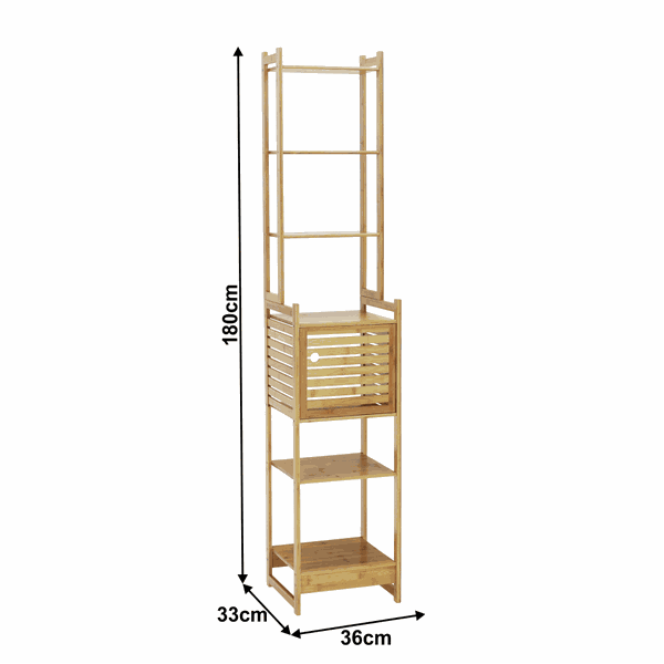 Regál, prírodný bambus, SELENE TYP 4