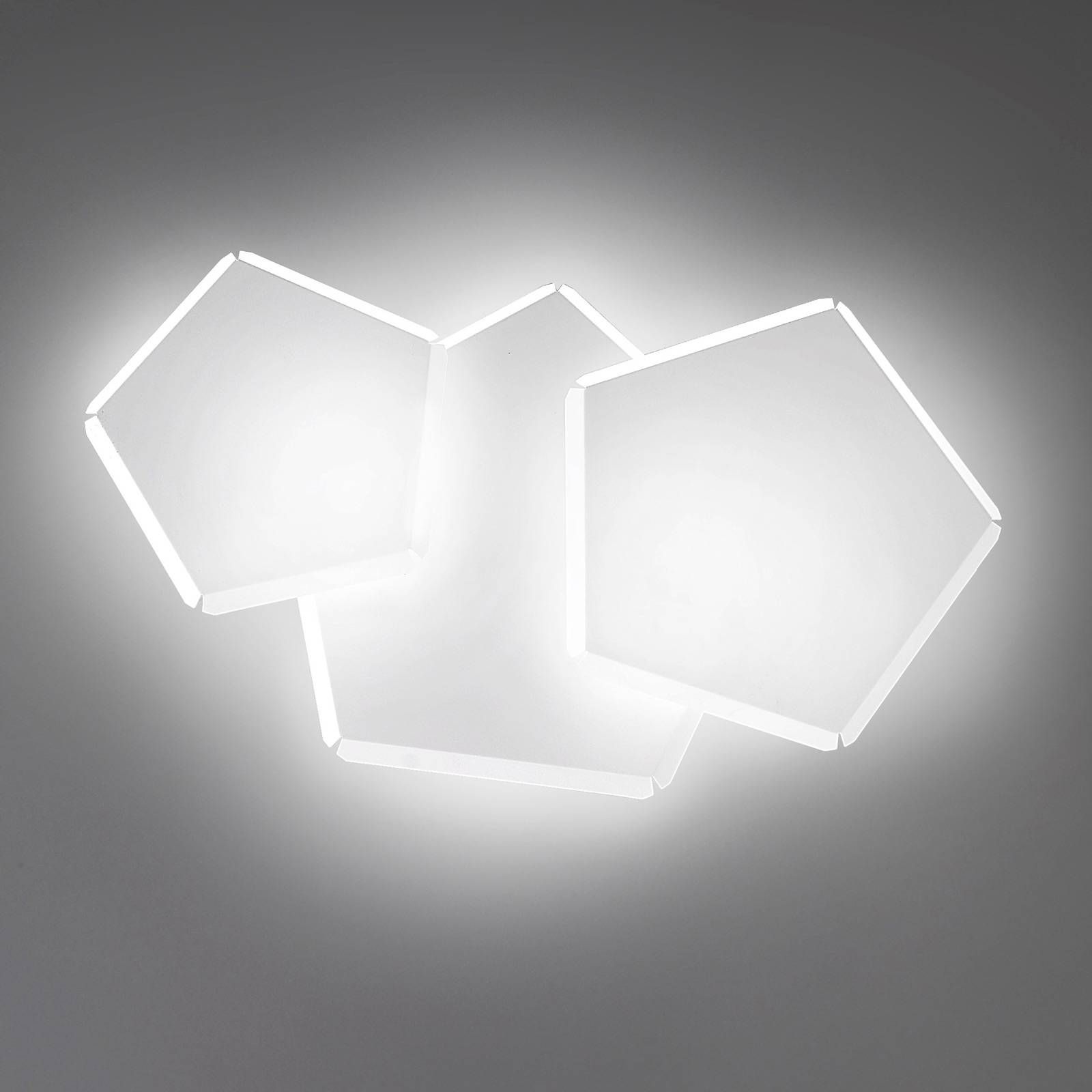 Selène Nástenné LED svietidlo Pleiadi v bielej, 3-pl., Chodba, kov, 45W, L: 52 cm, K: 45cm