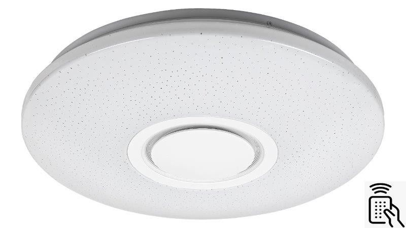 Rabalux 3509 LED stropné svietidlo s reproduktorom Rodion 1x24W | 1800lm | 2700-6500K | RGB - CCT, stmievateľné, Wi-Fi, časovač, diaľkové ovládanie, nastaviteľná teplota osvetlenia, biela