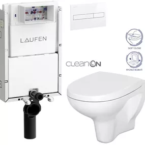 LAUFEN Podomít. systém LIS TW1 SET s bielym tlačidlom + WC CERSANIT ARTECO CLEANON + SEDADLO H8946630000001BI AT1