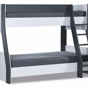 Poschodová posteľ 120x200 so schodíkmi thor - biela/čierna/šedá